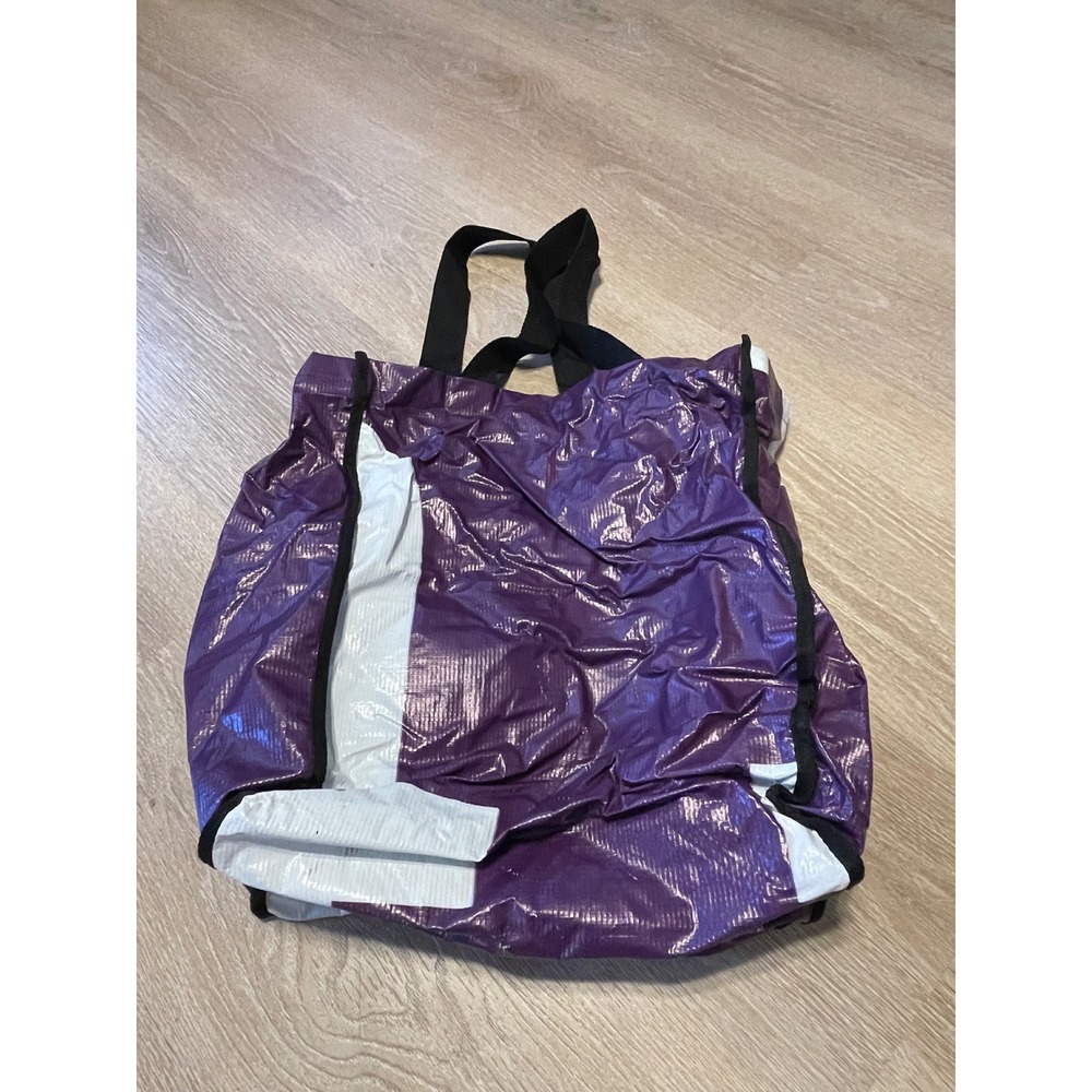 Slack Recycled Billboard Tote Bag Purple White Upcycled Eco Friendly Made in USA - Picture 3 of 5